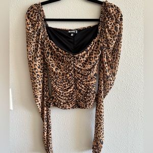 A1 - #36 Missguided long sleeve leopard print cinched top size 4/small